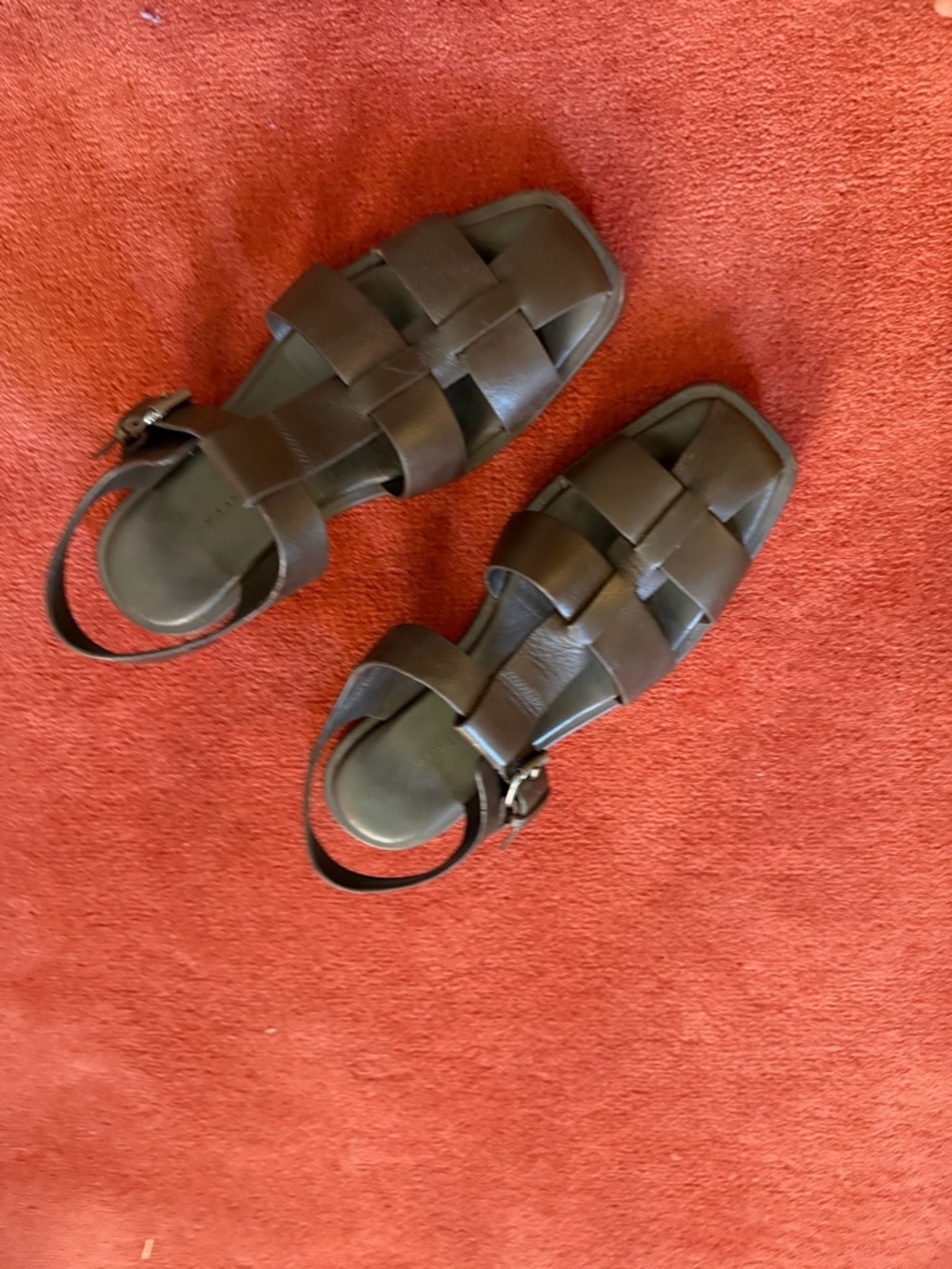 Assembly Label Brown Woven Leather Sandals
